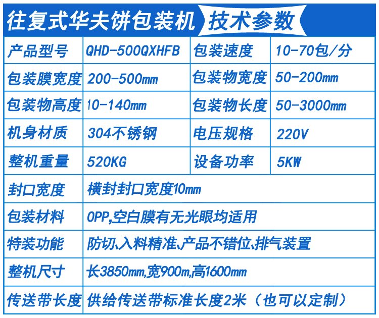 華夫餅包裝機技術參數