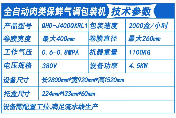 肉類包裝機技術參數